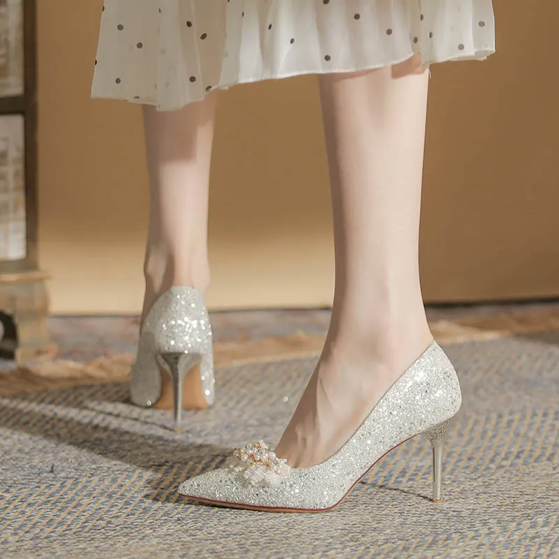 HKCP High Heels Women's Silver, Champagne-2
