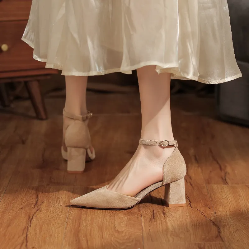HKCP Chunky Heel High Heels 6.5cm Women's-3