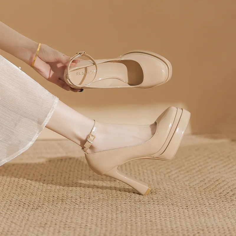 HKCP Chunky Heel High Heels Women's-11