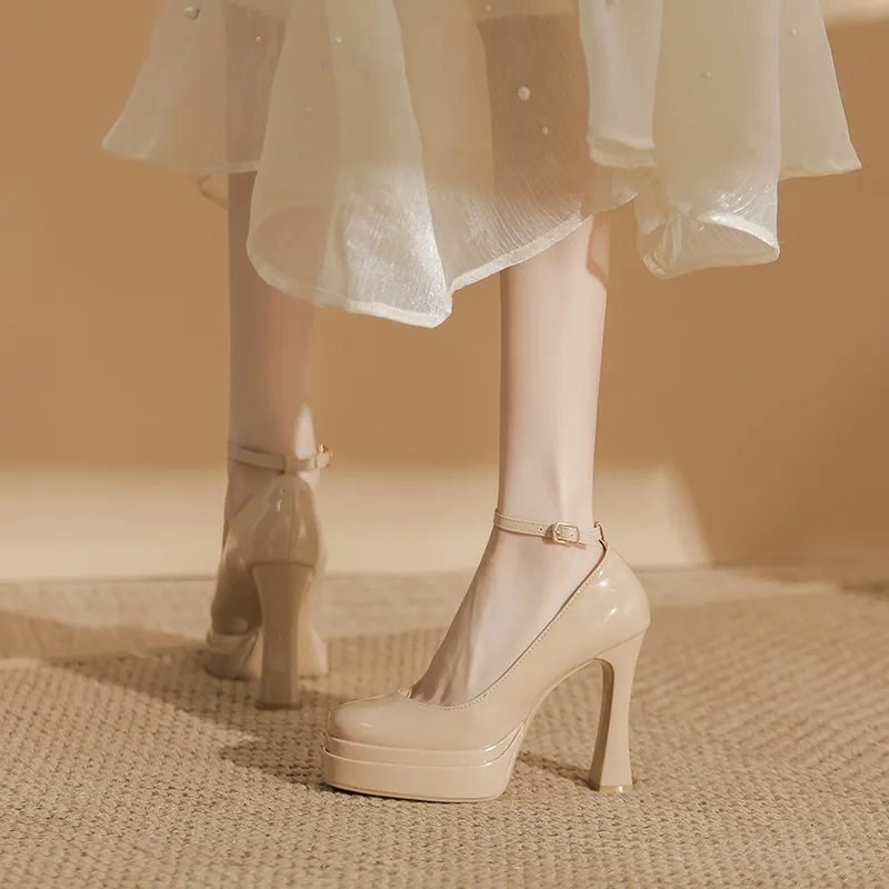 HKCP Chunky Heel High Heels Women's-13