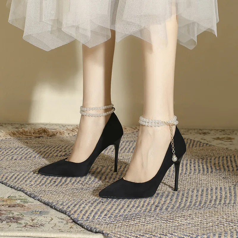 HKCP Slim Heel High Heels Women's Black-1