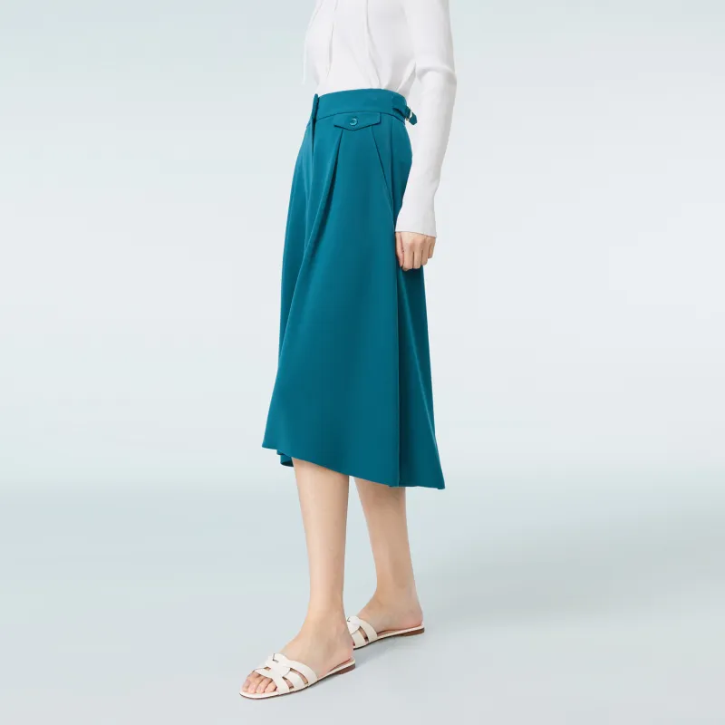 OVV Casual Long Skirts Women's Dark Blue Green Solid Color 51-3