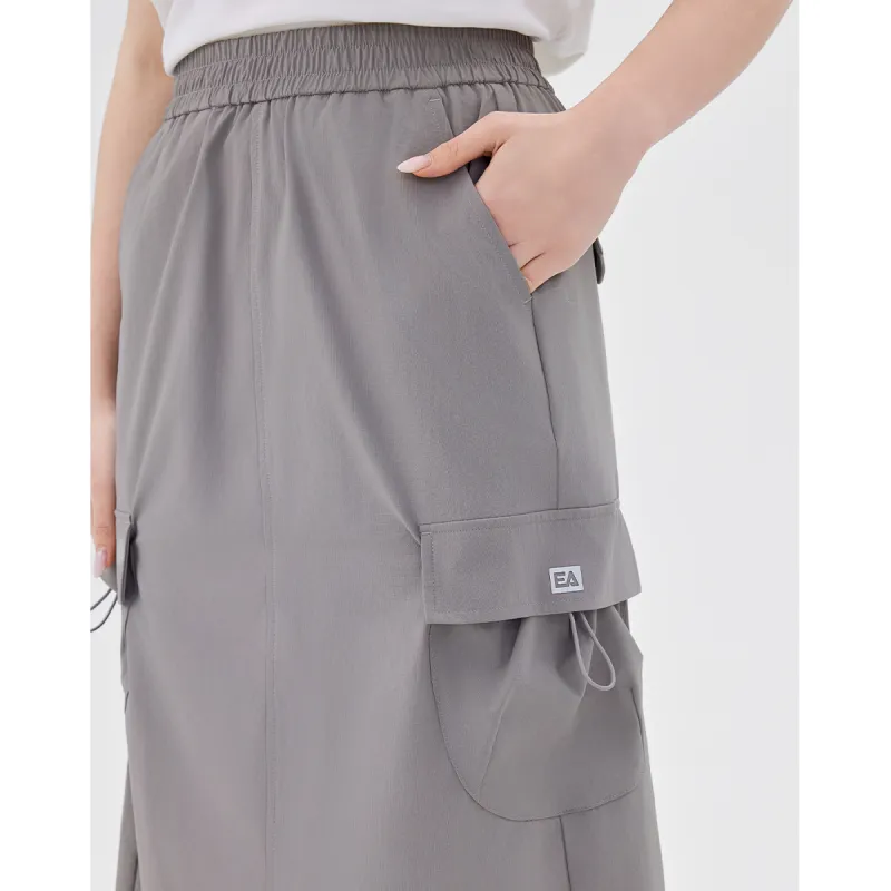 Elle Active Casual Long Skirt Women's Gray-4