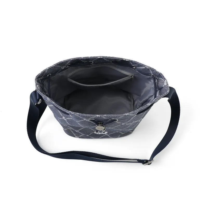 Elle Active Fabric Bucket Bag, Shoulder Bag, Crossbody Bag Medium Size Women's Denim Blue-9