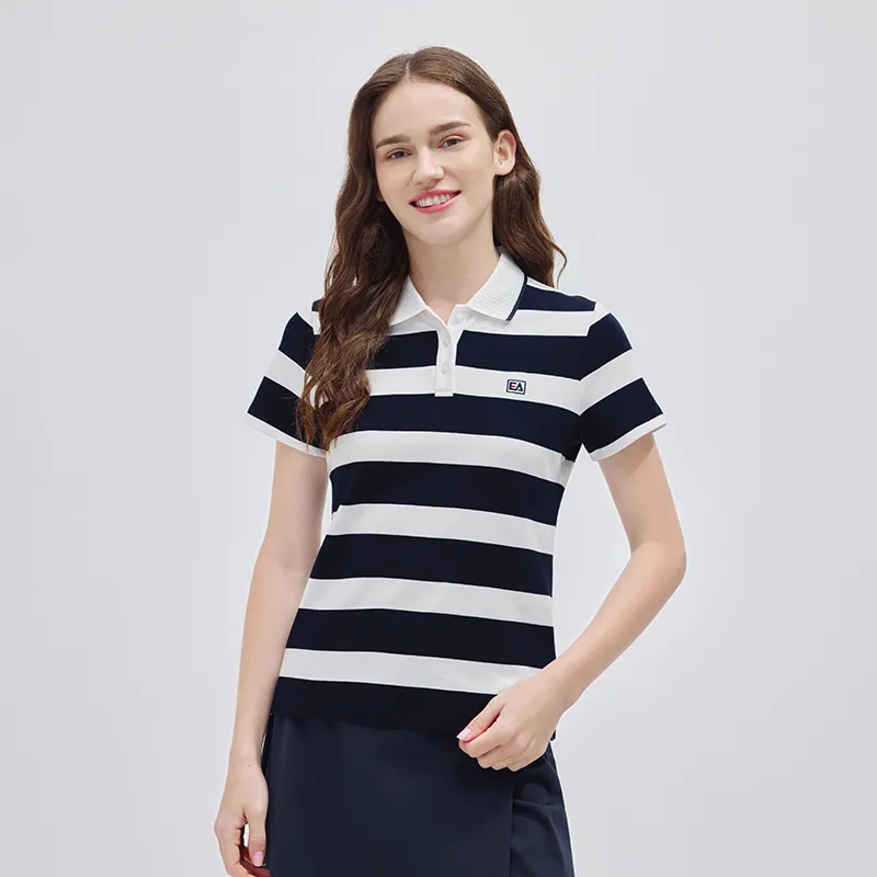 Elle Active Polo Shirts Women's White/Navy Blue-3