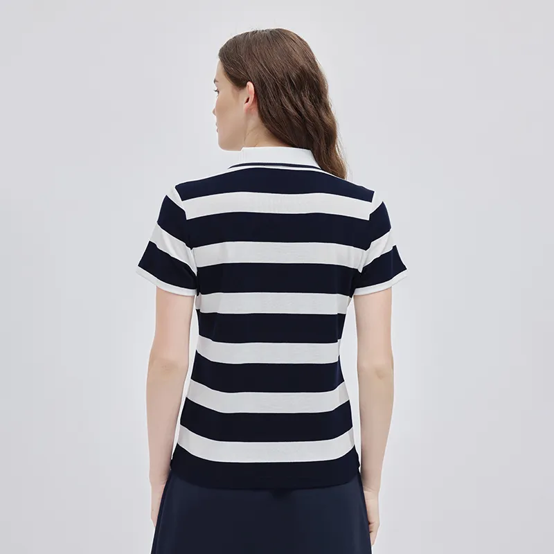 Elle Active Polo Shirts Women's White/Navy Blue-5