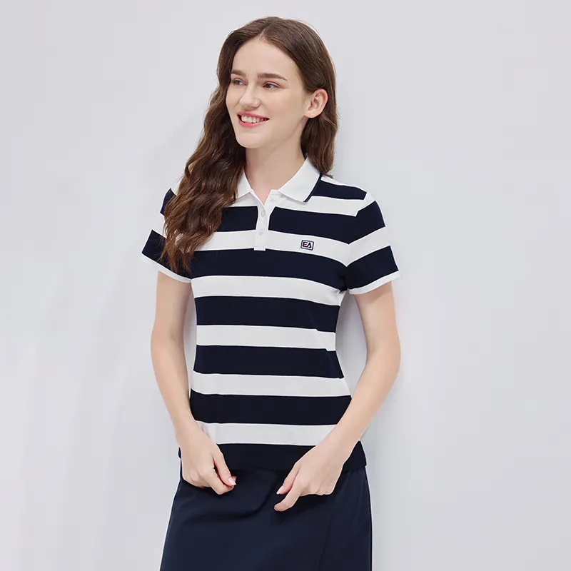 Elle Active Polo Shirts Women's White/Navy Blue-2