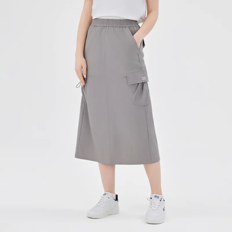 Elle Active Casual Long Skirt Women's Gray-2