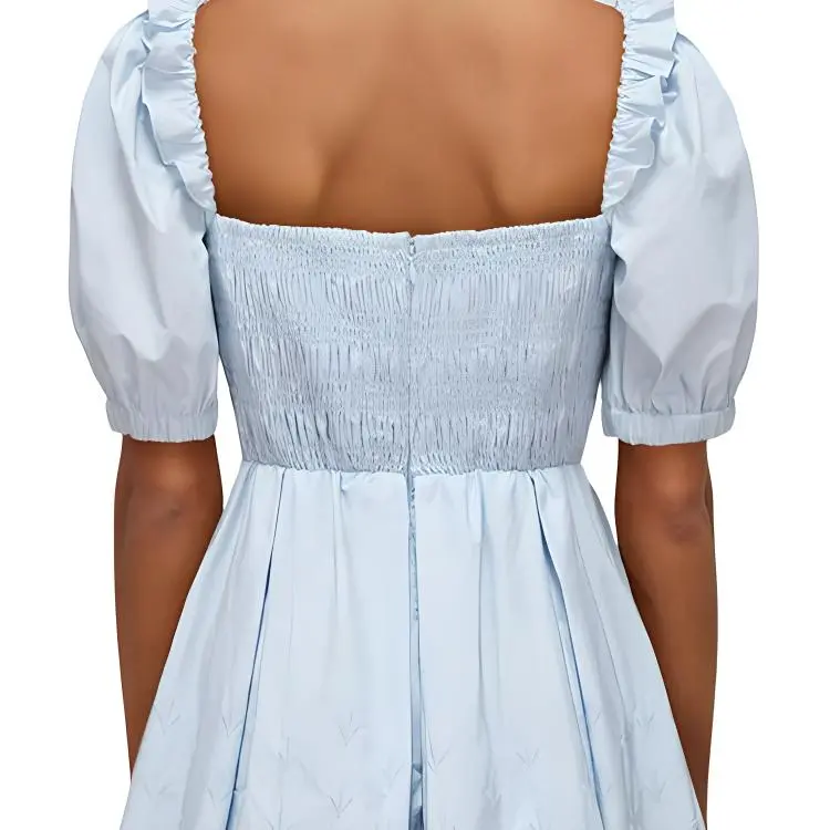 Self portrait Short Sleeved Dress Women's Sky Blue-4