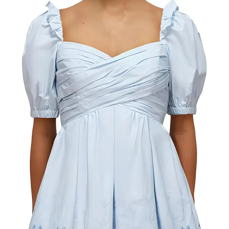 Self portrait Short Sleeved Dress Women's Sky Blue-3
