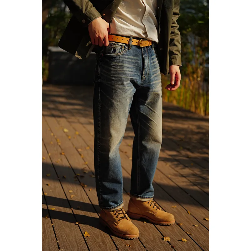 SIMWOOD Jeans Men's Washable Vintage Blue-5