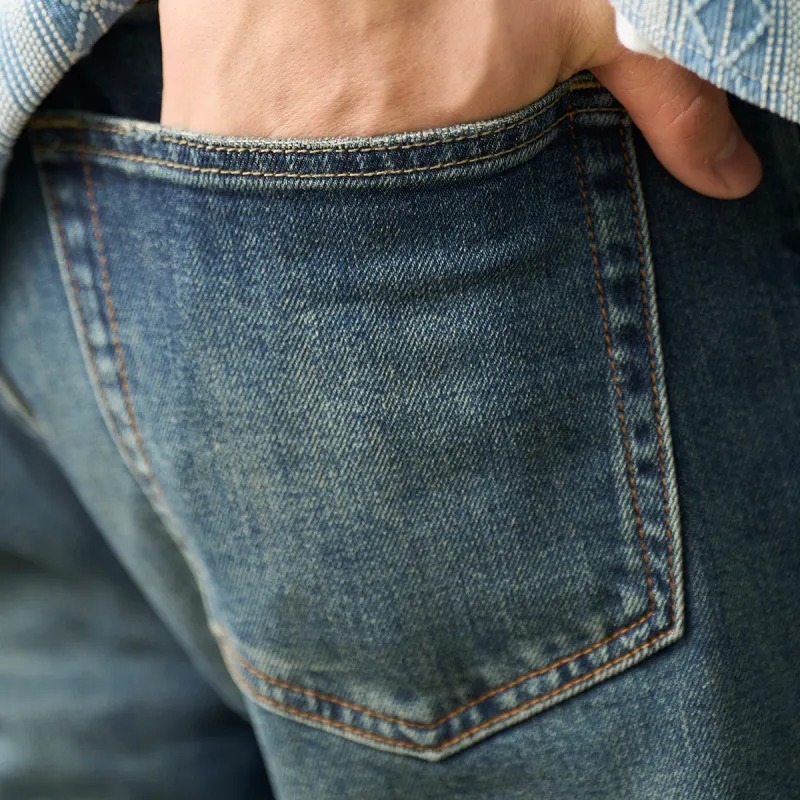 SIMWOOD Jeans Men's Washable Vintage Blue-4