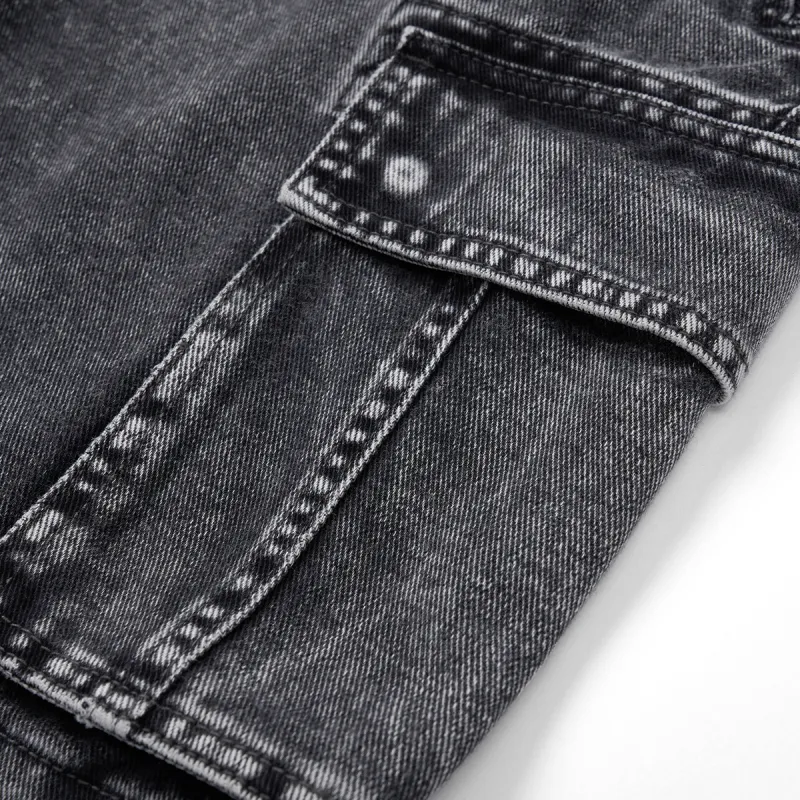 SIMWOOD Denim Shorts Men's Washable Snowflake Black-5
