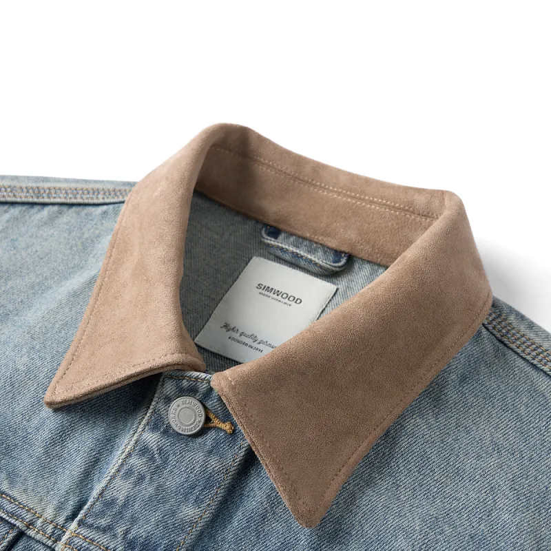 SIMWOOD Jackets Coats Men's Washable Nostalgic Blue-3