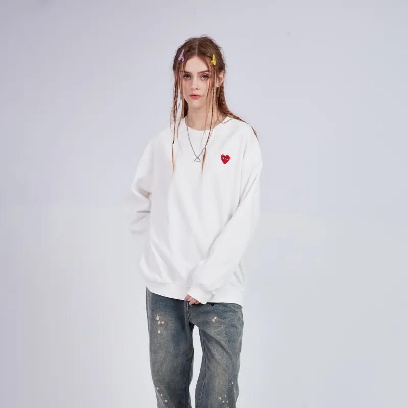 GXXX Heart Long Sleeved Crew Neck Sweatshirt Unisex-23