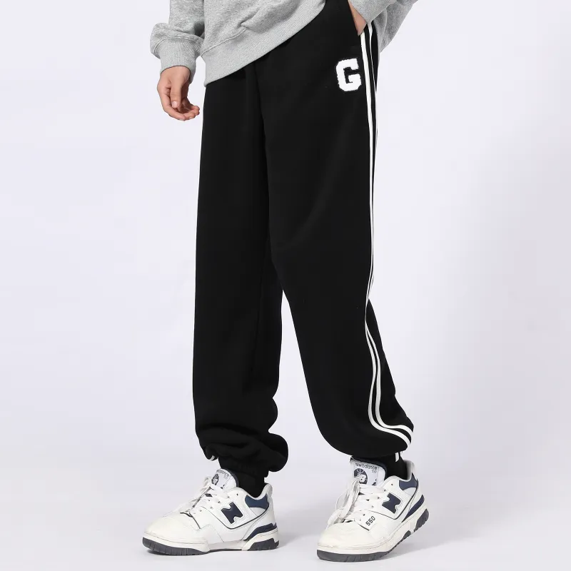 GXXX Knitted Fabric Glow In The Dark Casual Sweatpants Unisex Black-4