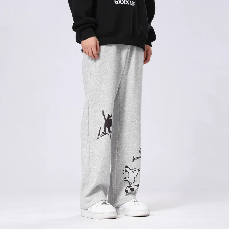 GXXX Straight Fit Knitted Fabric Casual Pants Unisex-6