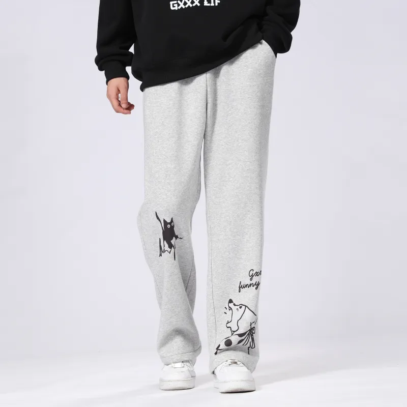 GXXX Straight Fit Knitted Fabric Casual Pants Unisex-2