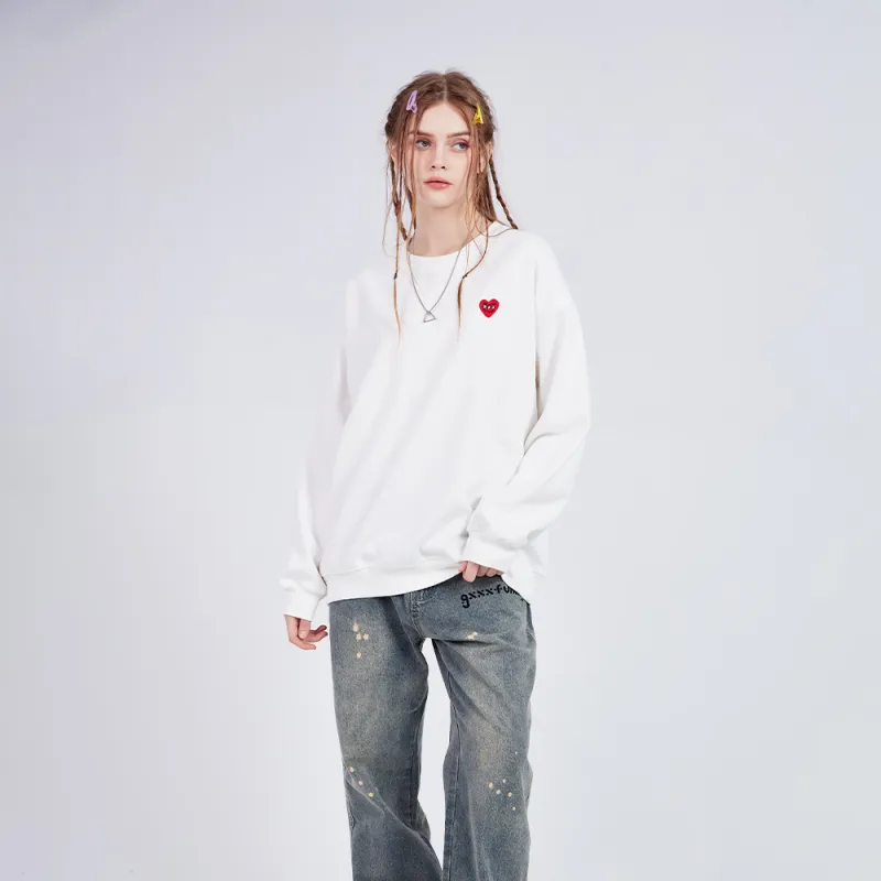 GXXX Heart Long Sleeved Crew Neck Sweatshirt Unisex-20