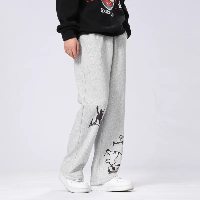 GXXX Straight Fit Knitted Fabric Casual Pants Unisex-3