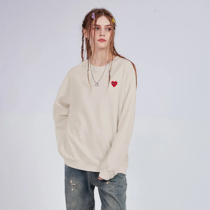 GXXX Heart Long Sleeved Crew Neck Sweatshirt Unisex-41