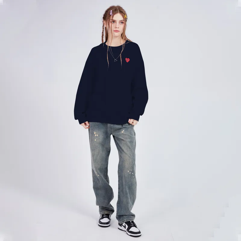 GXXX Heart Long Sleeved Crew Neck Sweatshirt Unisex-9