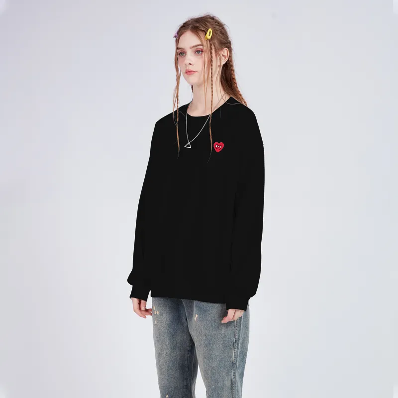 GXXX Heart Long Sleeved Crew Neck Sweatshirt Unisex-6