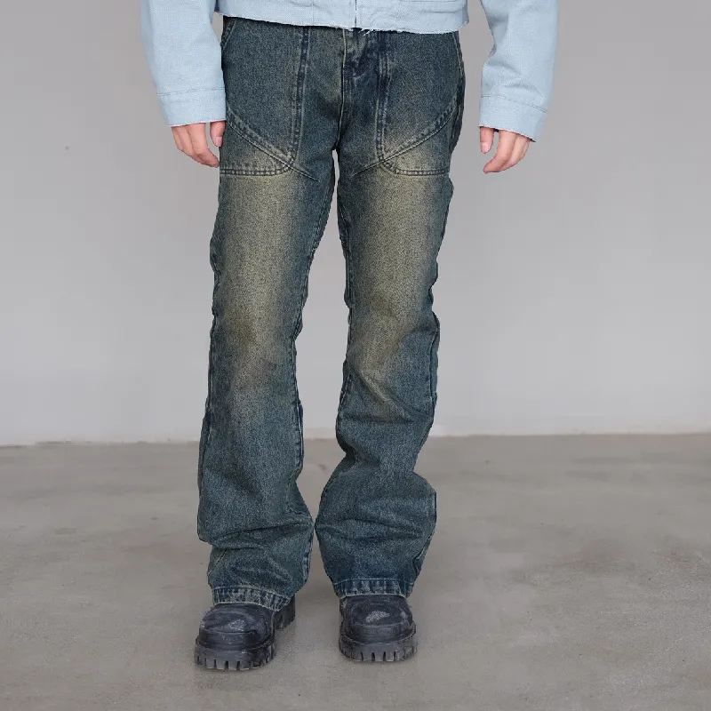 Rusure Jeans Unisex Dirty Washed Blue-4