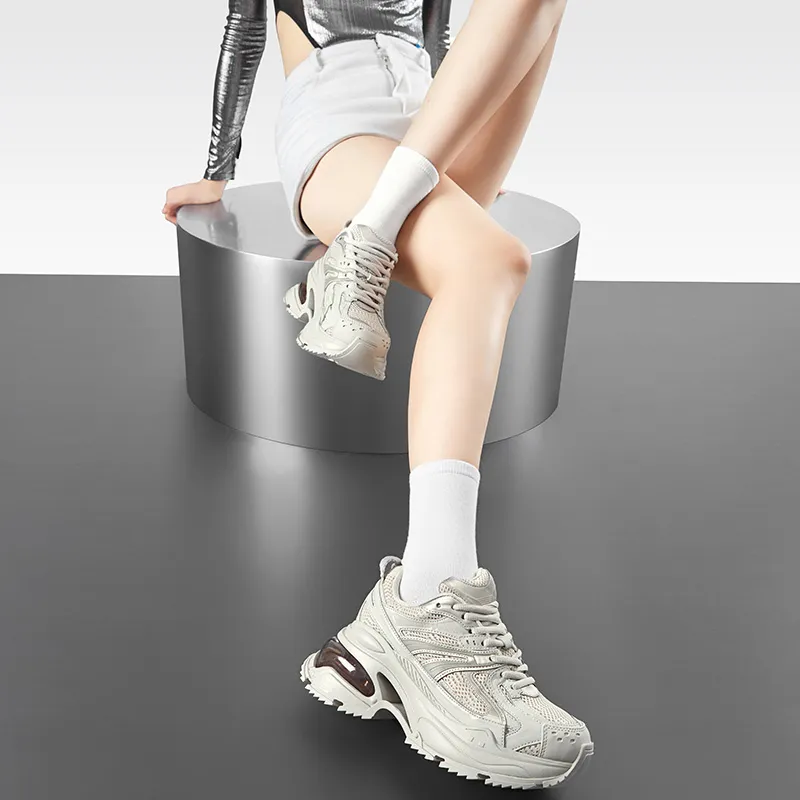CHERYKALLY Chunky Sneakers Women's Low Top Ecru-9