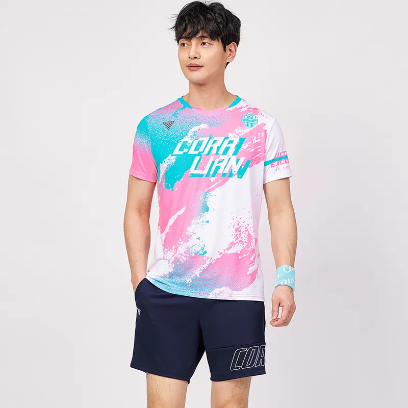 CORALIAN Badminton Clothing Men's Pink Blue-3