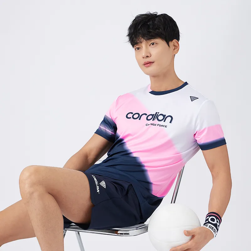 CORALIAN Badminton Jersey Men's Pink Blue-2