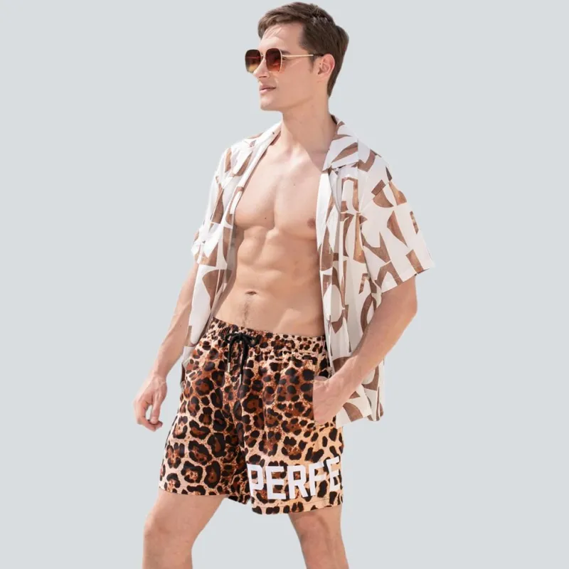 GAILANG Beach Shorts Men Leopard Print-2