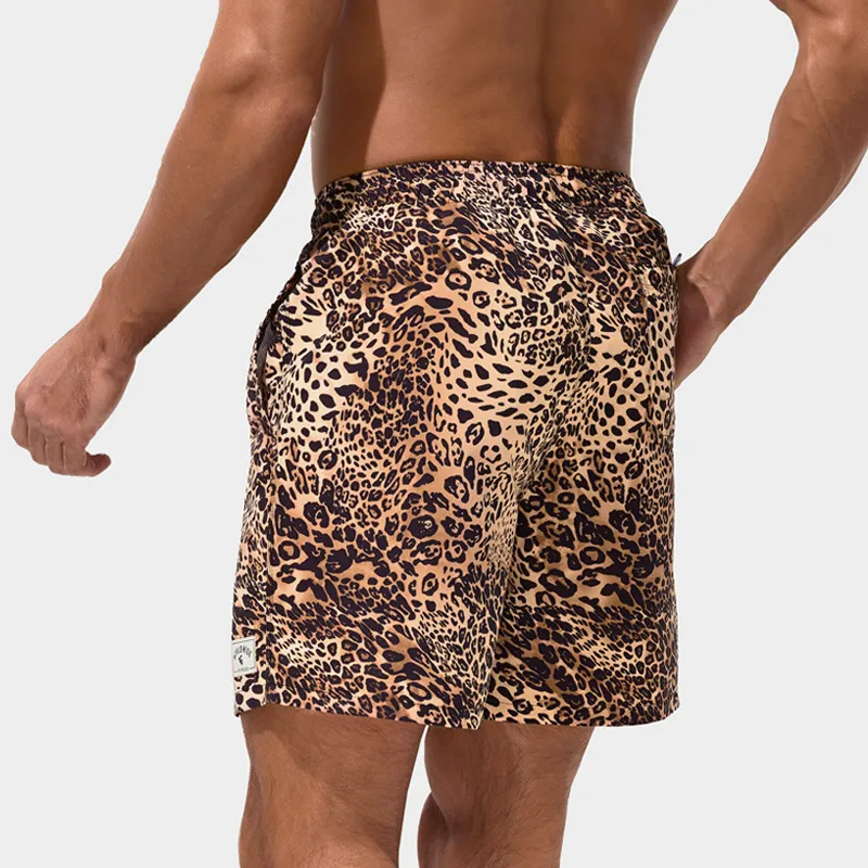 GAILANG Beach Shorts Men's Leopard Print Multicolor-3