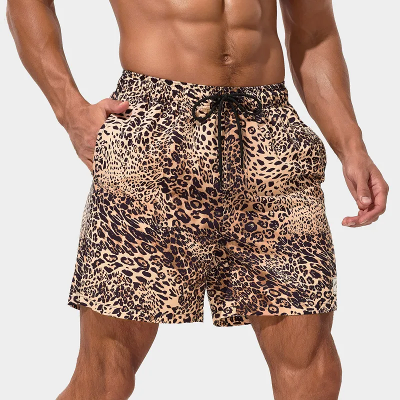 GAILANG Beach Shorts Men's Leopard Print Multicolor-2