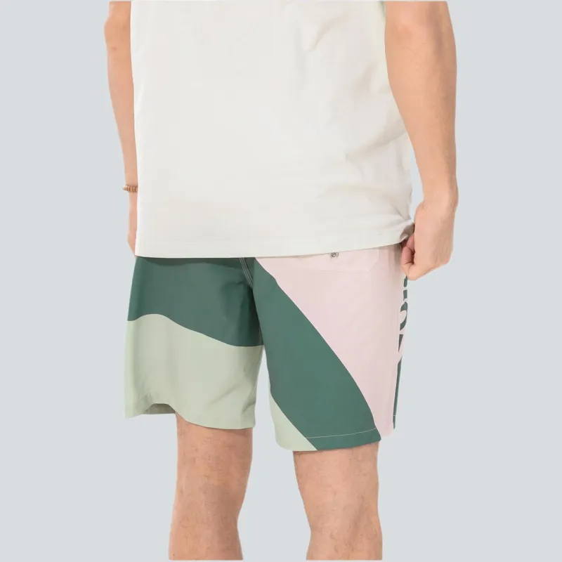 GAILANG Beach Shorts Men's Ecru Gray Green Patchwork-4