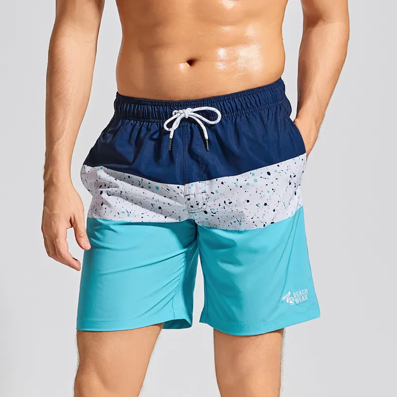 GAILANG Casual Shorts Men's Blue White Teal-4
