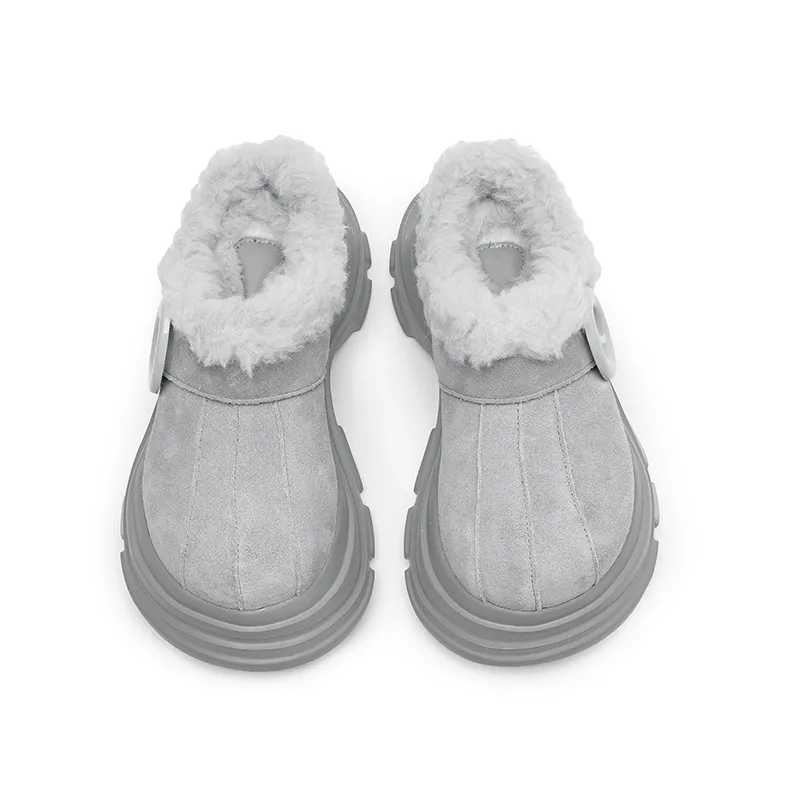 Angelmi Durable Warm Low Top Casual Shoes Unisex Gray Cotton-3