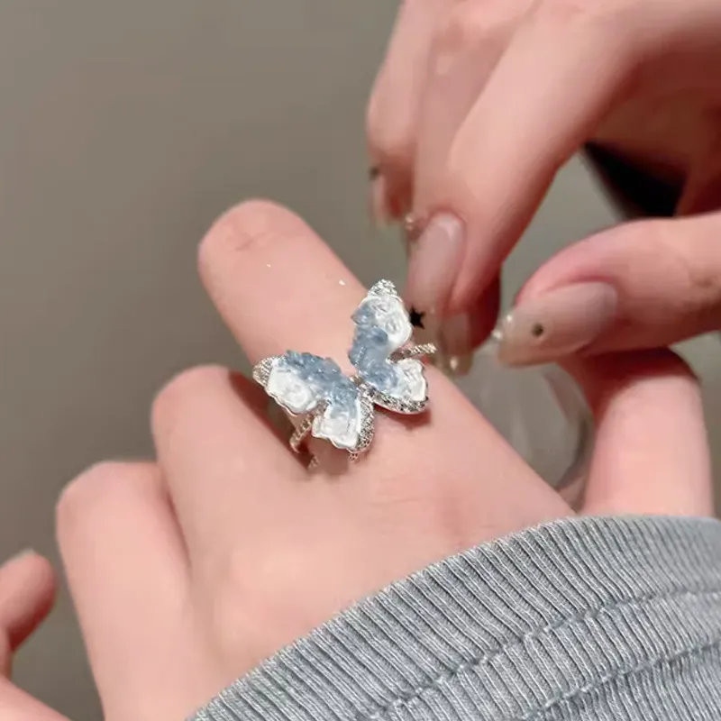 Floating Joy Alloy Artificial Crystal Zircon Rings Unisex-7