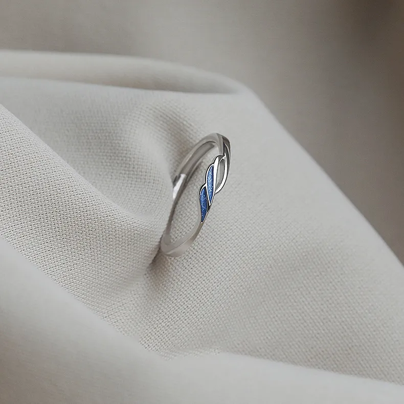 Floating Joy 925 Sterling Silver Oil Drip Rings Unisex Niche Trendy-2
