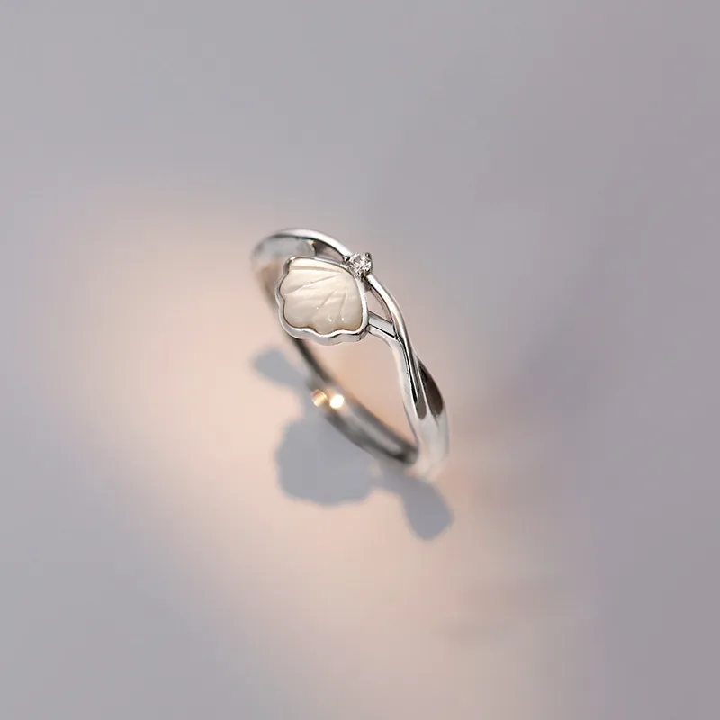 Floating Joy 925 Silver Mother Of Pearl Cubic Zirconia Rings Unisex Niche Trendy-3