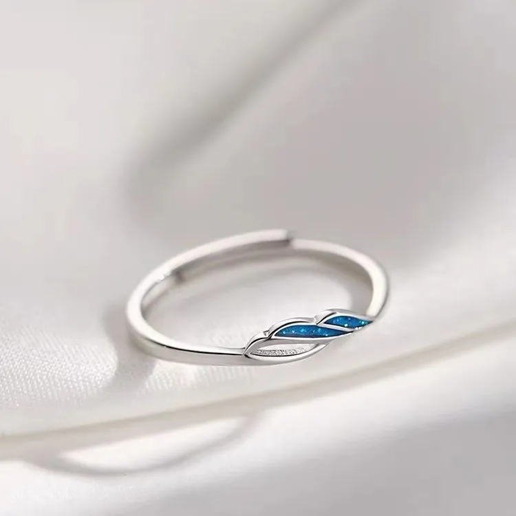 Floating Joy 925 Sterling Silver Oil Drip Rings Unisex Niche Trendy-1