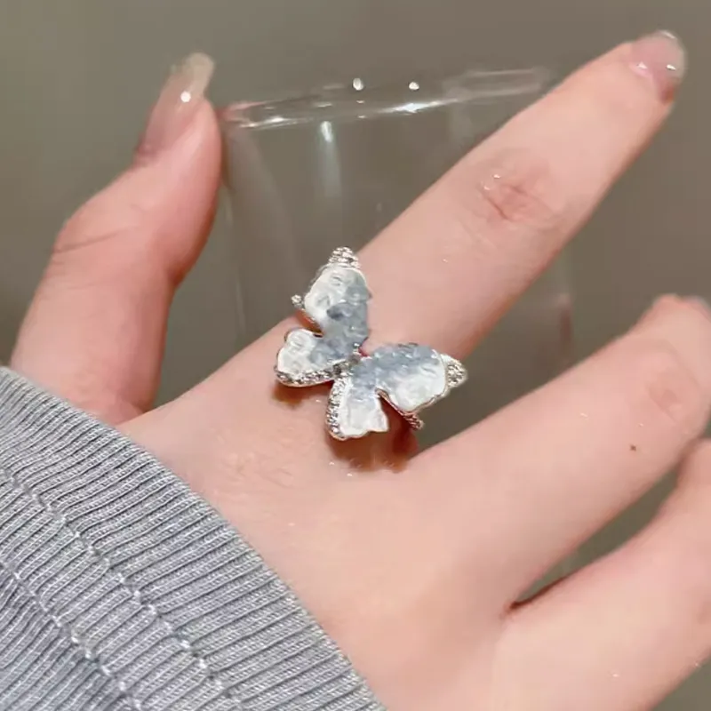 Floating Joy Alloy Artificial Crystal Zircon Rings Unisex-4