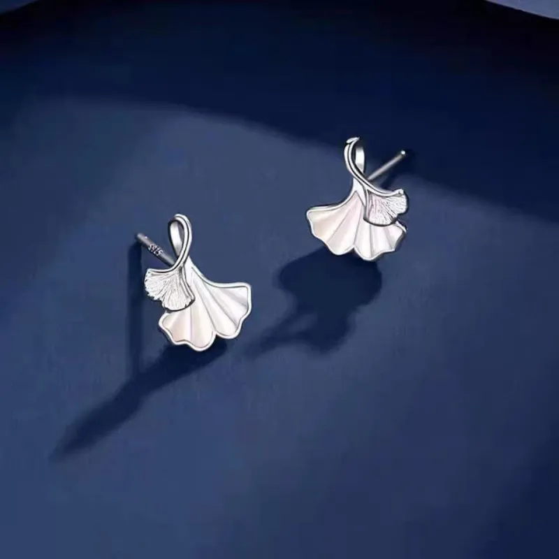 999 Fine Silver Sterling Silver Mother Of Pearl Accessory Fashion Stud Earrings Women's-5