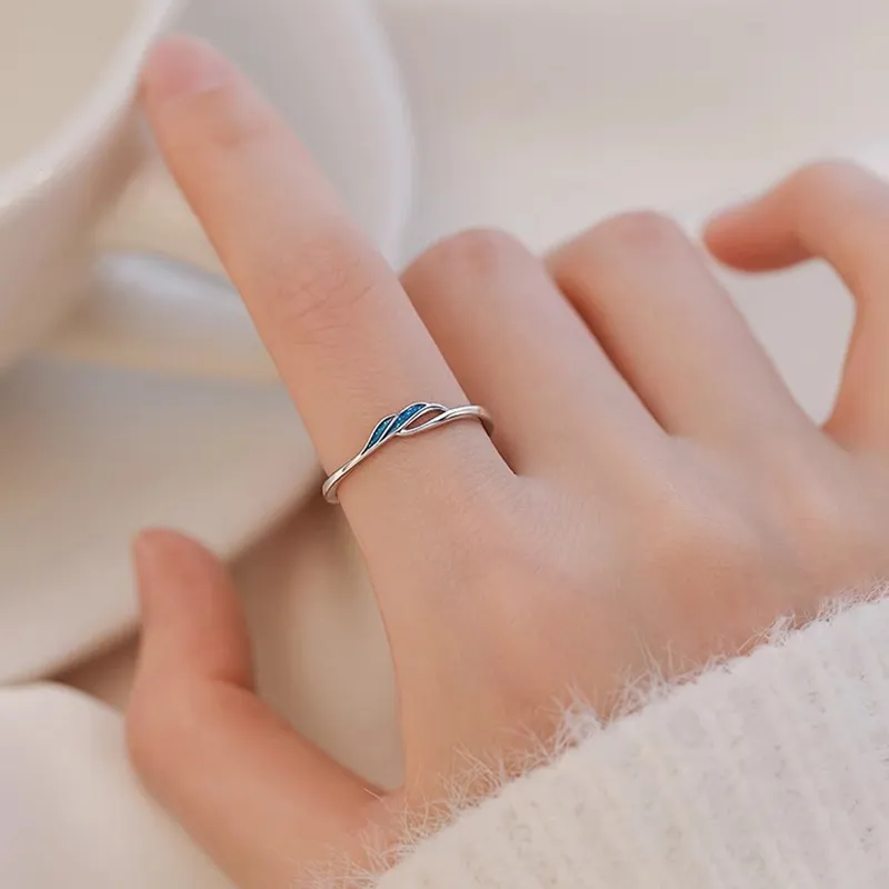 Floating Joy 925 Sterling Silver Oil Drip Rings Unisex Niche Trendy-5