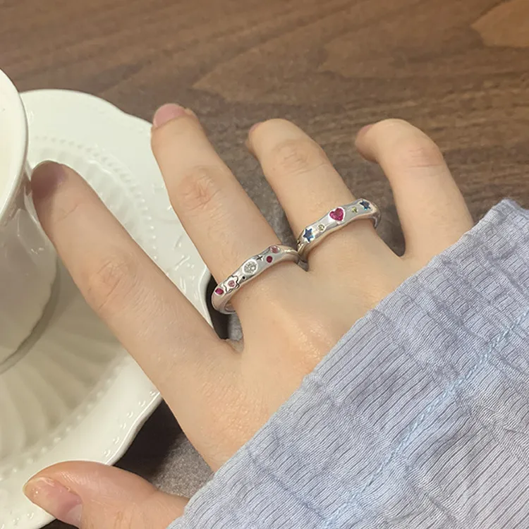 Floating Joy 925 Sterling Silver Zircon Rings Unisex-7