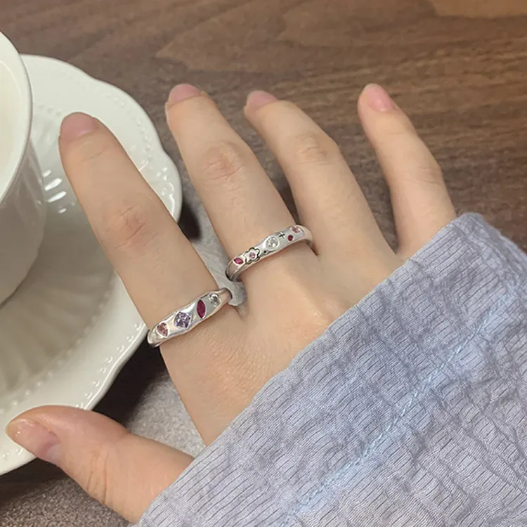Floating Joy 925 Sterling Silver Zircon Rings Unisex-6