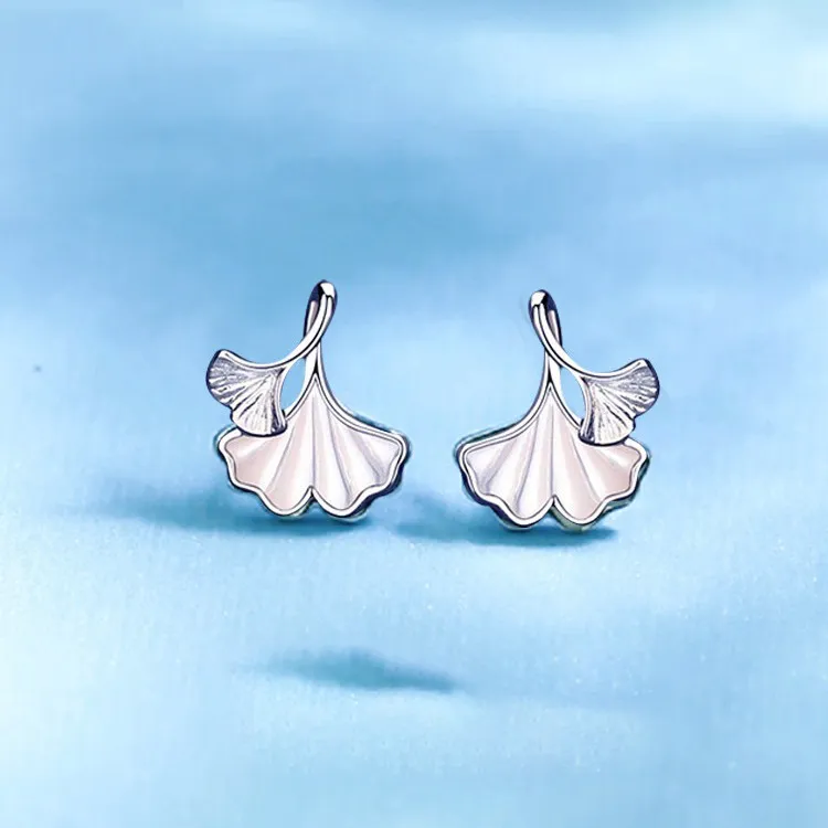 999 Fine Silver Sterling Silver Mother Of Pearl Accessory Fashion Stud Earrings Women's-6