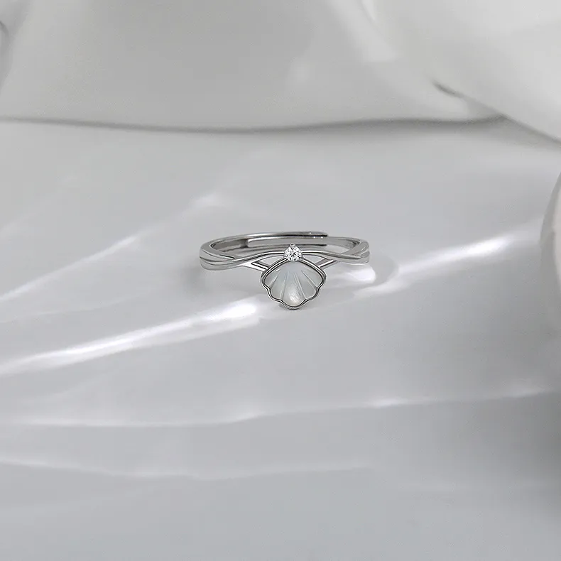 Floating Joy 925 Silver Mother Of Pearl Cubic Zirconia Rings Unisex Niche Trendy-2