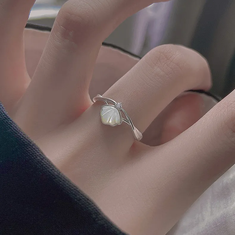 Floating Joy 925 Silver Mother Of Pearl Cubic Zirconia Rings Unisex Niche Trendy-7
