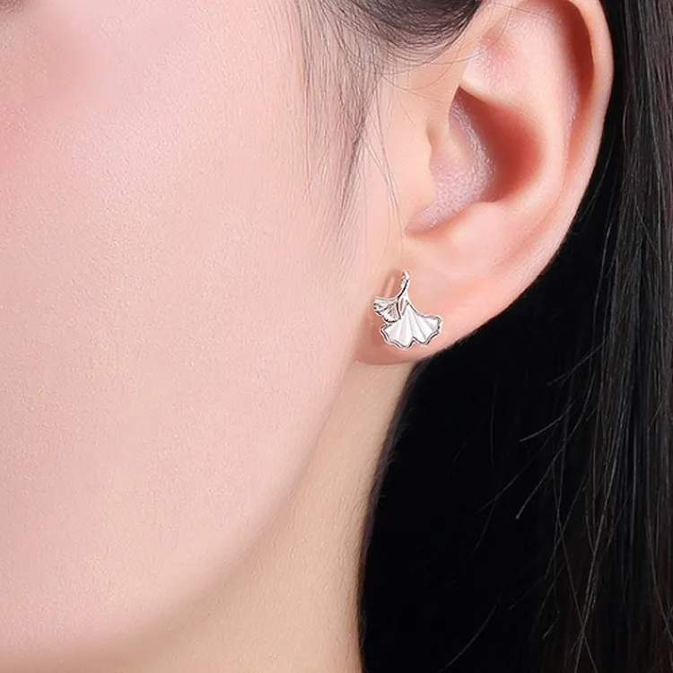 999 Fine Silver Sterling Silver Mother Of Pearl Accessory Fashion Stud Earrings Women's-1